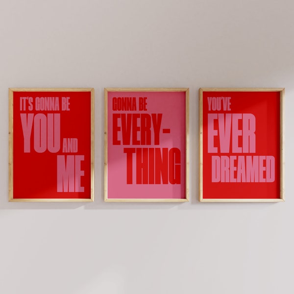 You And Me - Disclosure & Flume Print, Music Lyrics Poster, Home Decor Wall Art, Typographic Design, Red and Pinks, A5 A4 A3 A2 A1 010002