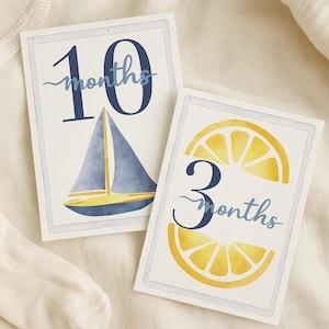 Coastal Baby Milestone Cards | Watercolor Beach Theme | Printable Baby Milestones