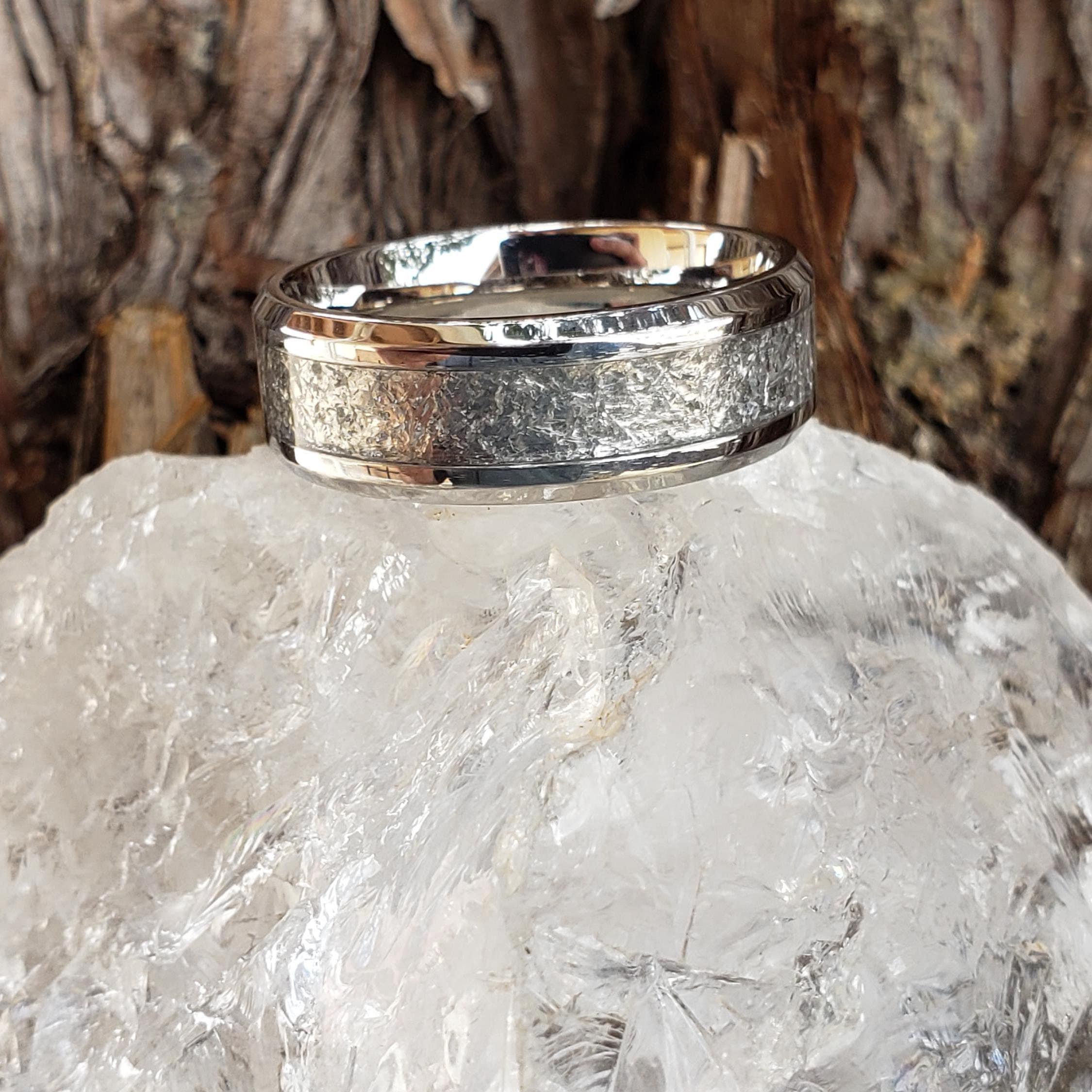 Krystallos Ring - Clear Quartz Crystal Inlay, Tungsten Titanium