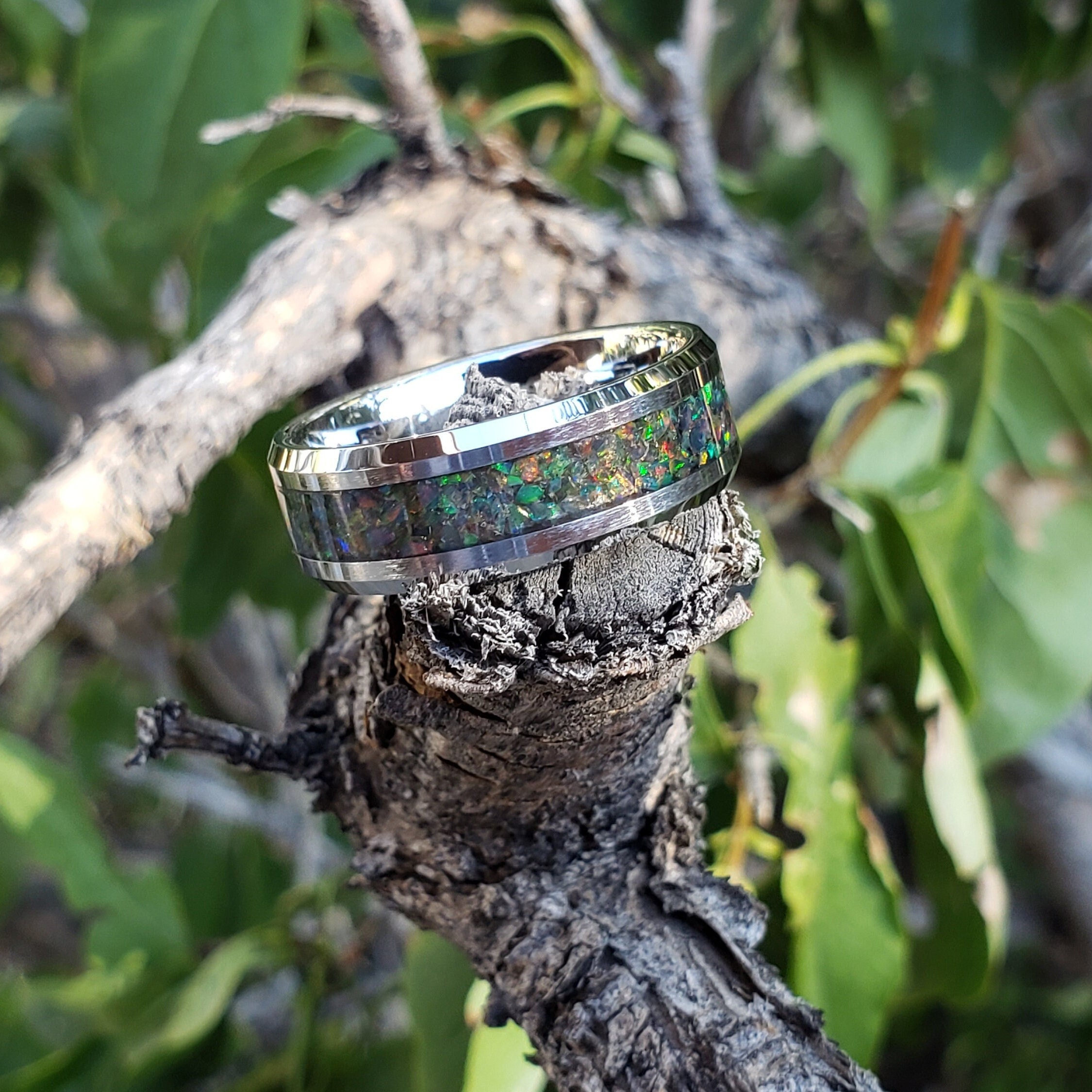 Black Opal Inlay Ring