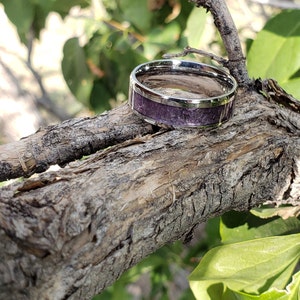 Serenity Ring - Amethyst Crystal Inlay, Tungsten Titanium Ceramic, Men ...