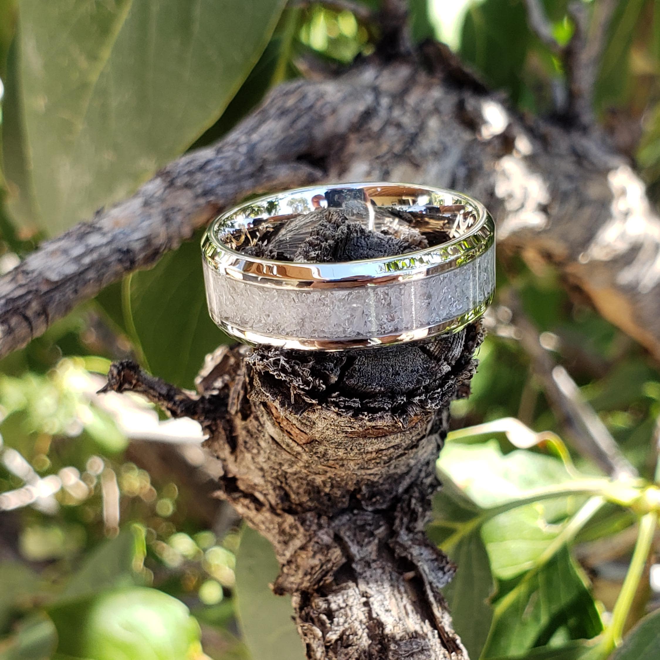 Tranquility Ring - Cubic Zirconia Crystal Inlay, Tungsten Titanium Tranquility Ring - Cubic Zirconia Crystal Inlay, Tungsten Titanium