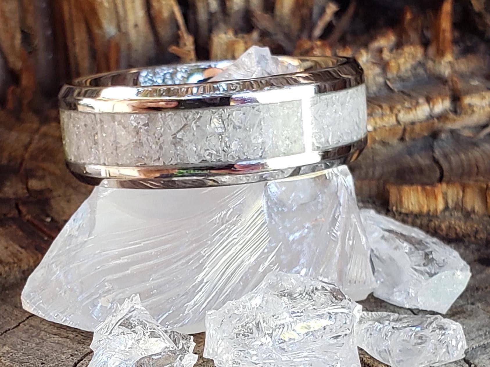 Tranquility Ring - Cubic Zirconia Crystal Inlay, Tungsten Titanium