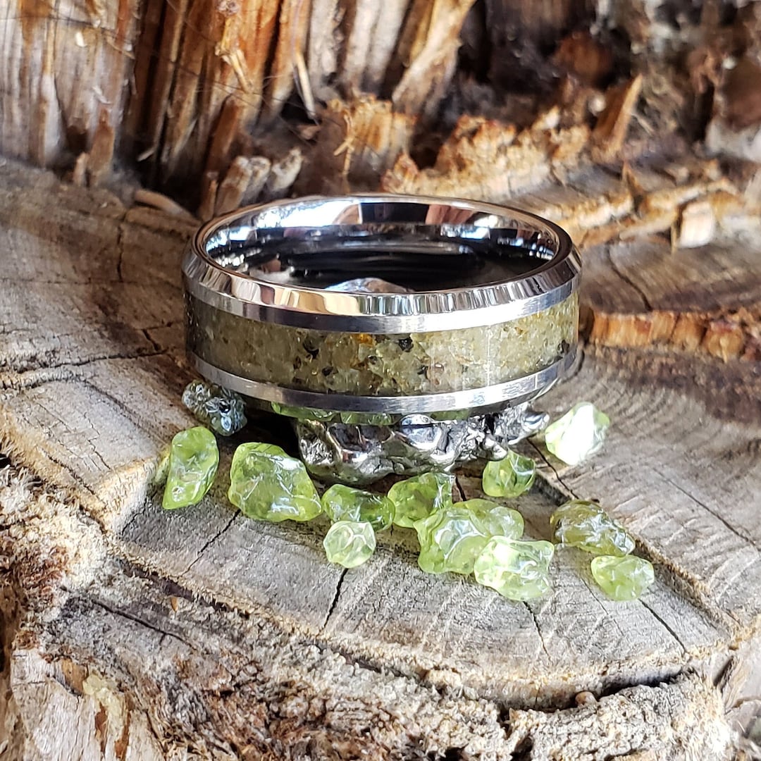 Nova Ring Admire Pallasite Meteorite Inlay, Tungsten Titanium Ceramic,  Men Women, Wedding Ring, His Hers Promise, Engagement Ring 8mm 6mm