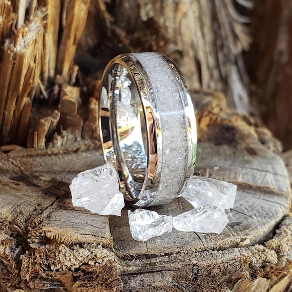 Tranquility Ring - Cubic Zirconia Crystal Inlay, Tungsten Titanium Tranquility Ring - Cubic Zirconia Crystal Inlay, Tungsten Titanium