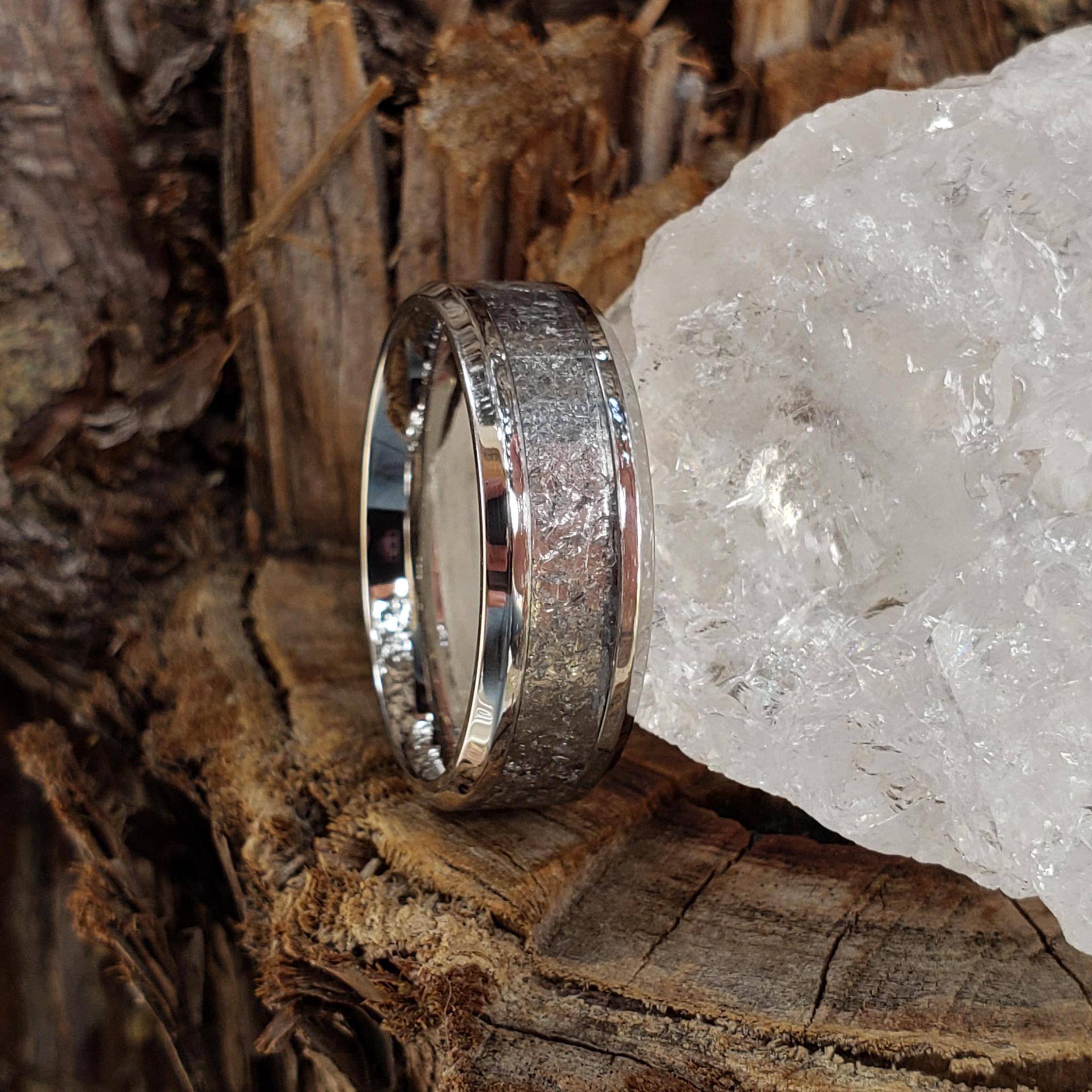 Quartz Inlay Krystallos Ring - Clear Quartz Crystal Inlay, Tungsten Titanium Ceramic ...
