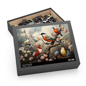 Artistic Bird Puzzle, Jigsaw Puzzle of Birds, Bird Lover Gift, Jigsaw Puzzle Gift, Floral Puzzle, Nature Puzzle, Jigsaw Gift, Puzzles