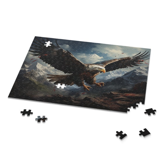 Bald eagle jigsaw puzzle, eagle soaring over mountains, jigsaw puzzle of  eagle, puzzle for american symbolism, eagle puzzles, jigsaw - etsy australia