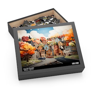 Small Town Village Jigsaw Puzzle, Town Picture, Puzzle for Adults, Puzzle for Kids, Jigsaw Puzzle of Scenery, 500 Piece Puzzle, Jigsaw Gift