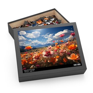 Floral Field Jigsaw Puzzle, Flowers Jigsaw Puzzle, Puzzle for Flower Lover, Jigsaw Puzzles for Adults and Kids, Trippy Artistic Puzzle