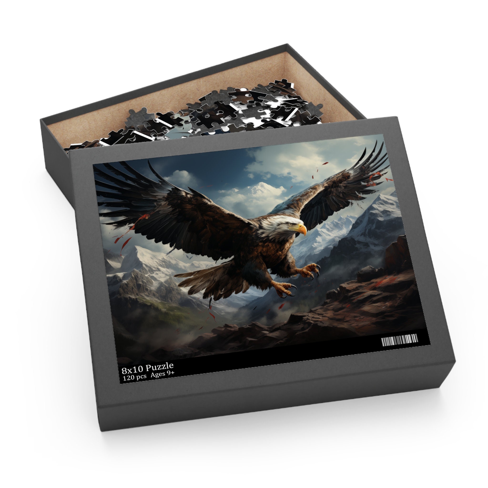 Bald Eagle Jigsaw Puzzle, Eagle Soaring Over Mountains, Jigsaw Puzzle