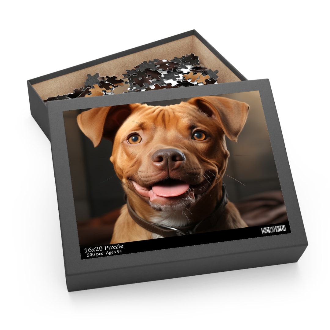 Gift for Pitbull Owner, Dog Jigsaw Puzzle, Jigsaw Puzzle Pitbull ...