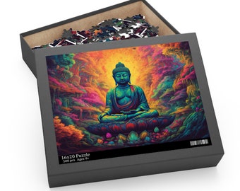 Psychedelic Buddha Puzzle - Mind-Expanding Jigsaw Art for Inner Harmony and Tranquility - Unique Zen Décor and Spiritual Gift, puzzle