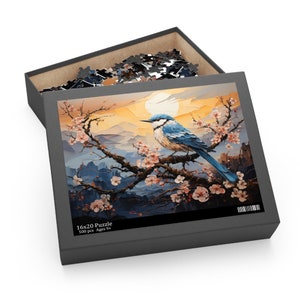 Abstract Bird Puzzle, Nature Bluebird Jigsaw, Nature Jigsaw Puzzle for Bird Lovers, Pretty Puzzle Jigsaw, Puzzles for Gifts, Gift Bird