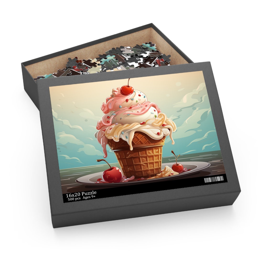 Ice Cream Cone Jigsaw Puzzle, Cherry Ice Cream Cone Puzzle, Puzzles for ...