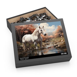 White Horse Jigsaw Puzzle, Horse Owner Gift Puzzle, Pony Puzzle, Horse Gift For Kids, Horse Riders Jigsaw Puzzle, Puzzle of Horse, Horse
