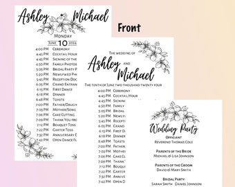 Custom Wedding Program Template, Editable Program Event Digital Download, Minimalist Floral Program Instant Download, Wedding Floral Program