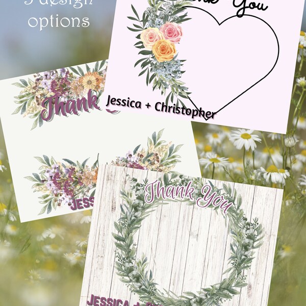 Shabby Chic Thank You Card Etsy