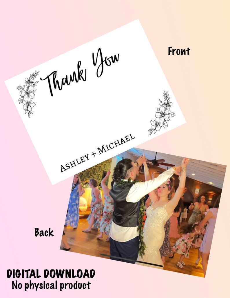 Thank You Card Template Wedding Shower Floral Thank You Card Etsy Thank You Card Template Wedding Shower Floral Thank You Card Etsy