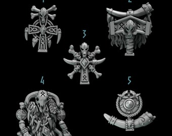 Backpack Decorations from Primal Hounds by Greytide Studio/bits/kitbash/grimdark/cyber punk/sci fi