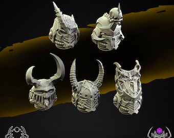 Fallen Knights Heads/Eightlegsminiature/chaos/grimdark/40000/space/future/ marine/helmet/bits/bitz/wargame/sci fi/mods/kitbash/custom/proxy/