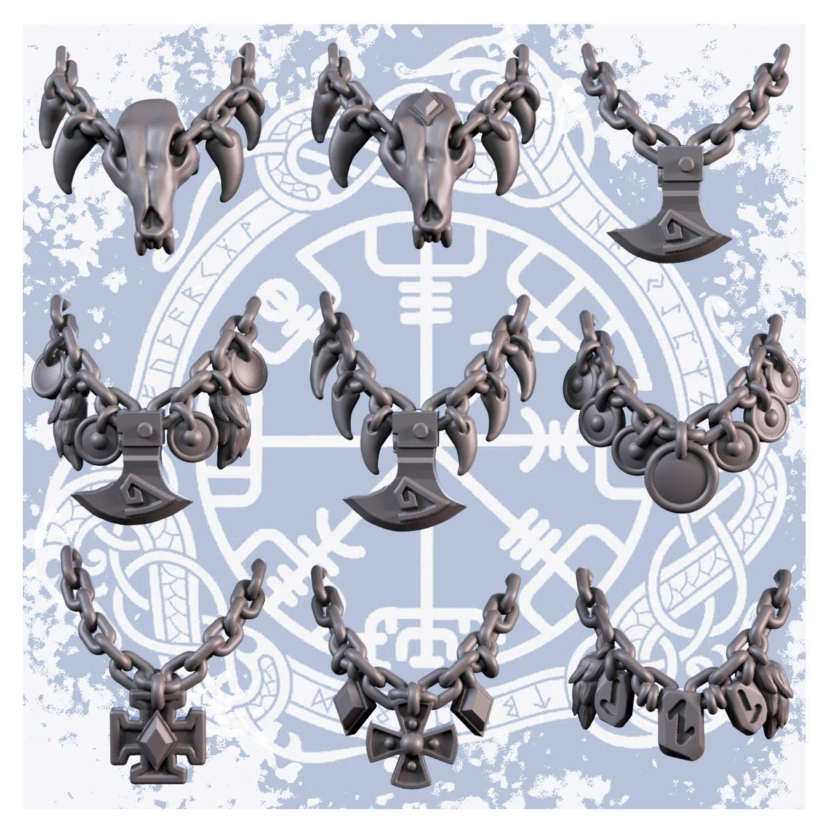 Accessories and Decorations/Sergeant Hammer/Ancient Wolves/seals/neclaces/shoulder shields/grimdark/sci-fi/trench crusade/space/marine/wolf