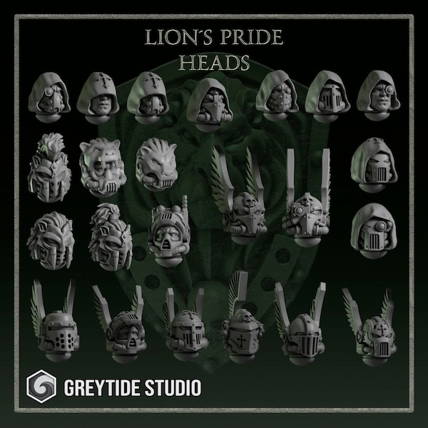 Heads/Lion's Pride/Greytide studio/40000/grimdark/space marine/dark angels/sci fi/custom/mods/winged helmet/bits/kitbash/upgrade/Raven Wing