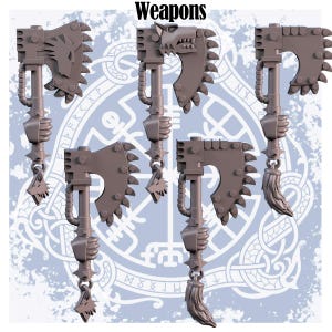 Axes from Ancient Wolves/Sergeant Hammer/grimdark/sci fi/40000/space/marine/wolves/chain ax/melee/wolfen/stargrave/bits/mods/space viking/
