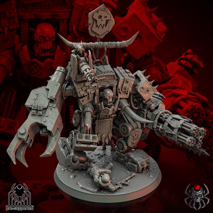 BigBadOrk/Eightlegsminiatures/boss ork/mech/claw/big gunz/greenskin/Large/kitbash/mods/bits/sci fi/40000/orks/orkz/orc/big mek/grimdark/