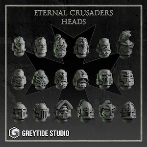 Eternal Crusaders Heads/Greytide studios/grimdark/40000/bits/kitbash/custom/mods/space marine/dark templar/sci fi/proxy/bitz/helmet/upgrade