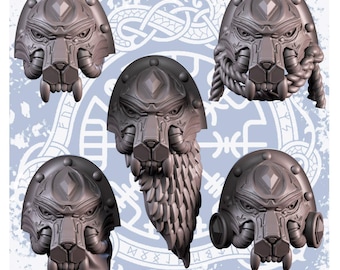 Shoulders/Ancient wolves/Sergeant Hammer/grimdark/sci fi/bits/mods/custom/kitbash/space/marine/wolf/viking/stargrave/1 page rules/40000