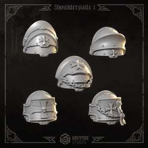 Shoulder Pads/Eternal Crusaders/Greytide studios/grimdark/terminator/sci-fi/bits/mods/custom/kitbash/40000/templar/proxy/big shoulders/