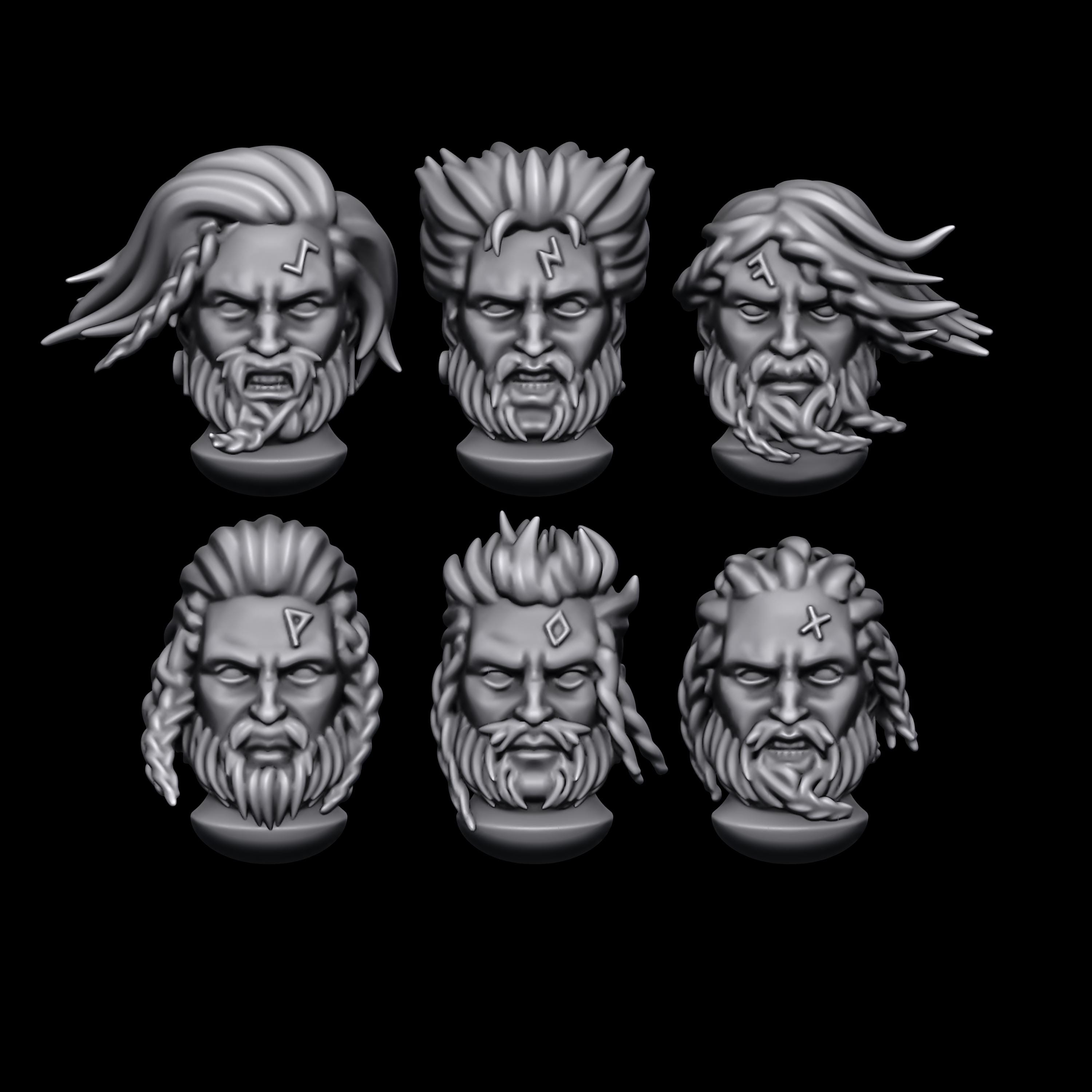 Space Wolf Heads/Forge of Champion/Dao miniatures/grimdark/sci-fi/40000/space/marine/viking/barbaric/cyberpunk/bits/mods/kitbash/star grave