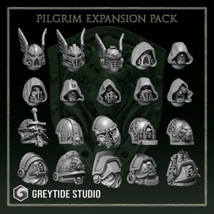 Eternal Pilgrim Heads and Shoulders/Greytide Studios/grimdark/sci-fi/bits/mods/kitbash/custom/heads/helmets/shoulders/40000/space/marine/