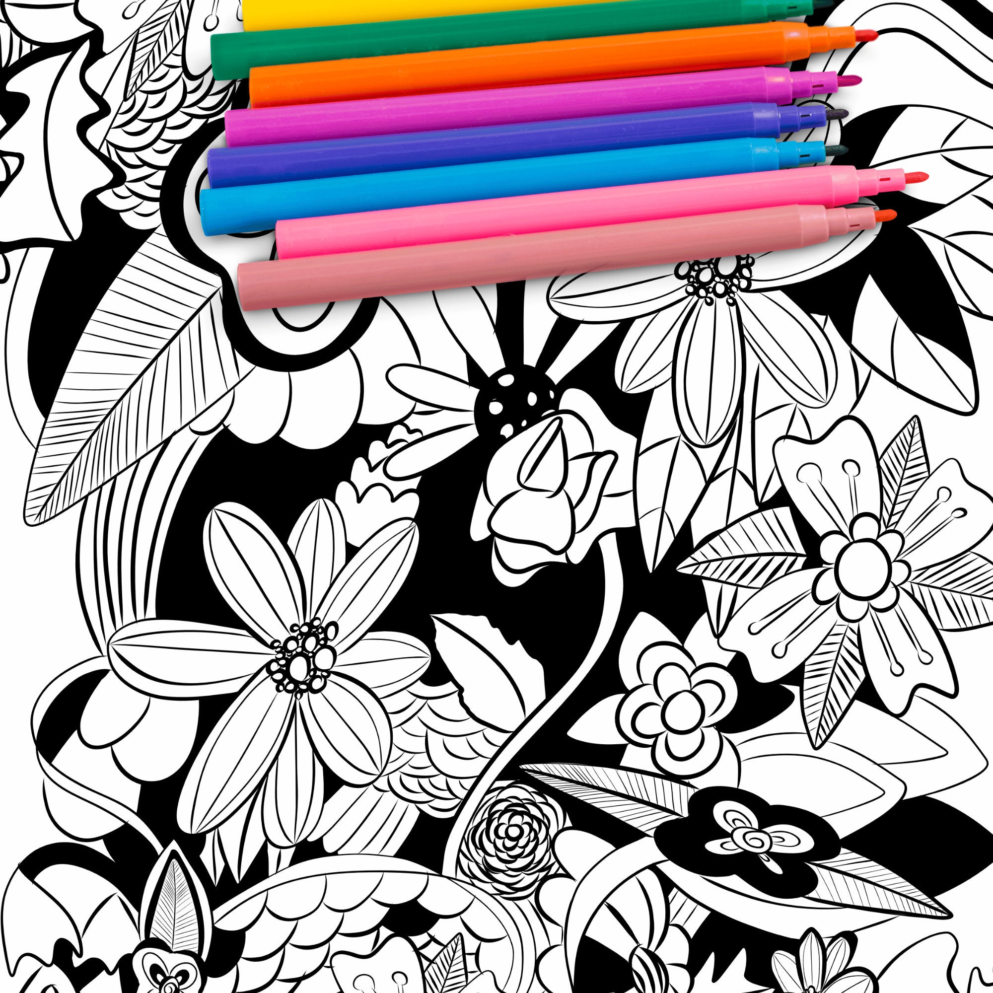 Dramatic Black Background Coloring Page Bundle Printable - Etsy