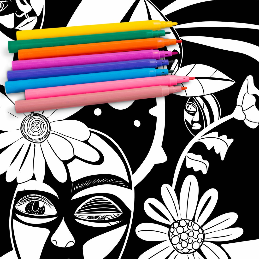 Dramatic Black Background Coloring Page Bundle Printable - Etsy