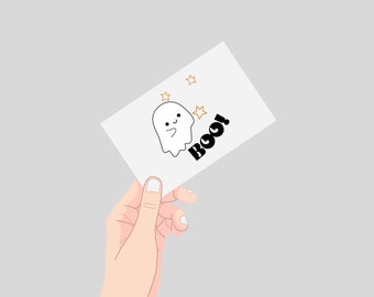 Utskrivbar spökgrafik PNG - Söt kawaii spöke - Utskrivbar Halloween-grafik transparent bakgrund - Spöke och bu-klistermärke -