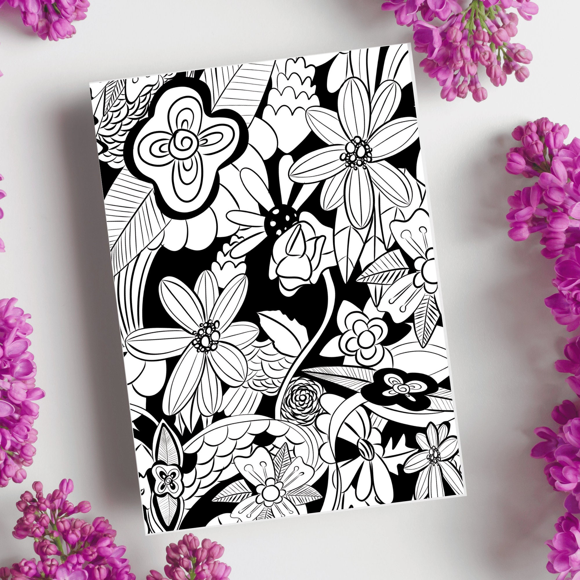 Dramatic Black Background Coloring Page Bundle Printable - Etsy