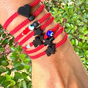 Handmade Red string Genuine Jet stone Protection Bracelet