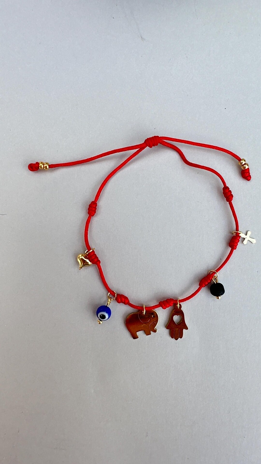 Handmade Red Thread 7 Knots of Wishes Adjustable Bracelet - Etsy