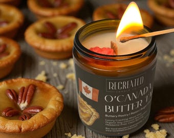 Canadian Butter Tart Soy Candle: Crackling Wood Wick, Amber Jar