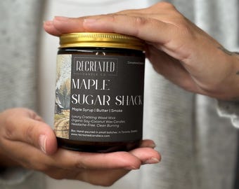 Maple Sugar Soy Candle: Crackling Wood Wick, Amber Jar
