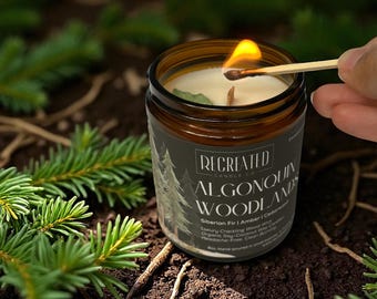 Algonquin Woodlands Candle: Cedarwood, Fir & Amber - Crackling Wood Wick
