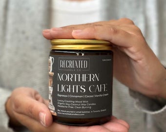 Coffee Shop Candle: Espresso, Cinnamon & Vanilla Soy Wax - Wood Wick