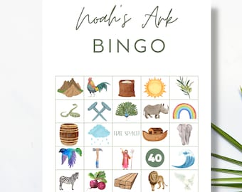 NOAHS ARK BINGO set, variations of cards and list, for sunday school, vbs, kids bible story activities g-13