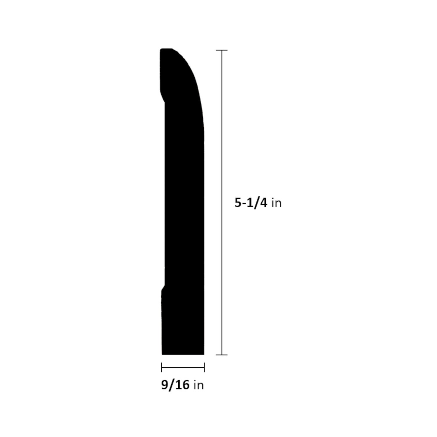Unfinished Maple Baseboard Moulding 9/16 in X 5 1/4 in X 7 Ft Solid