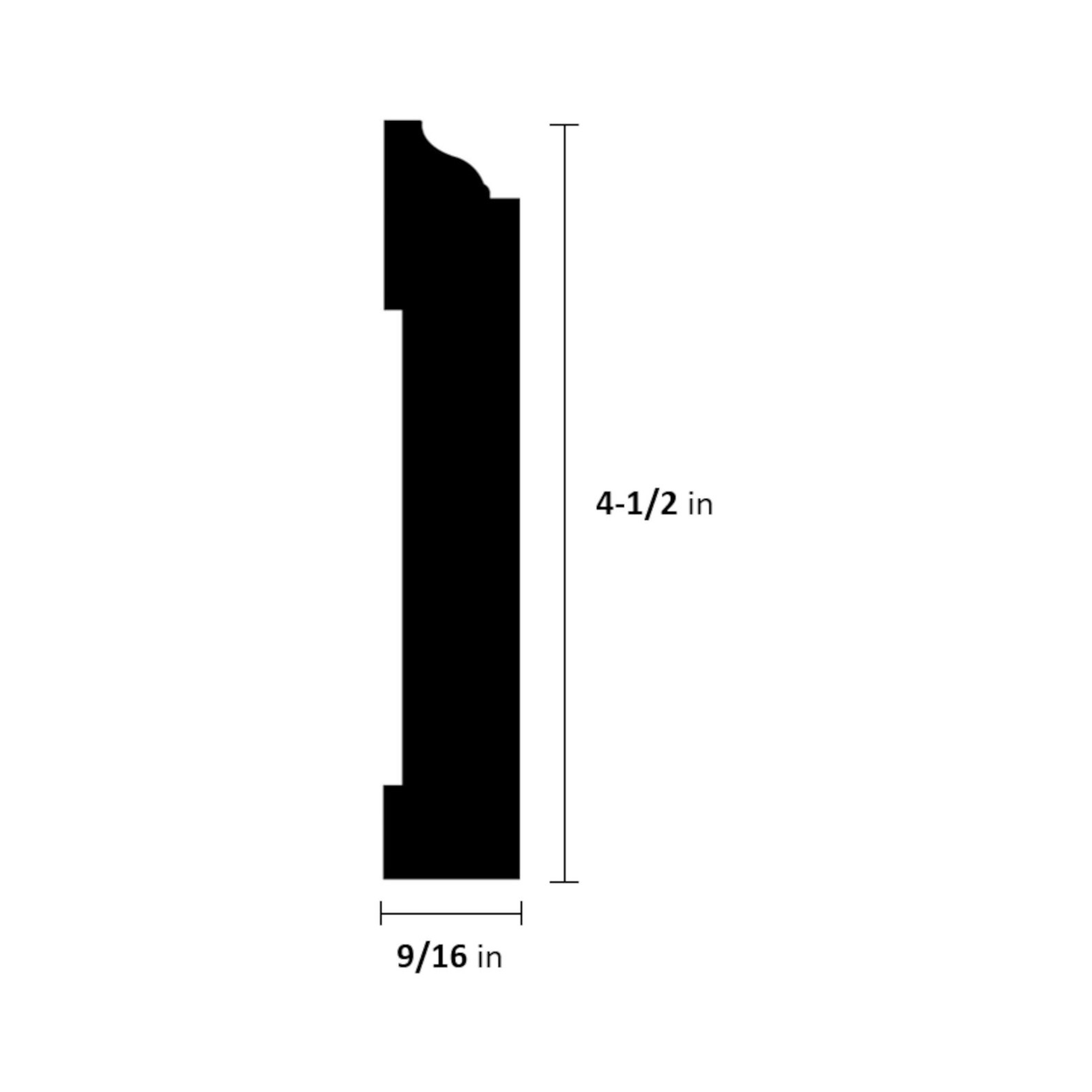 Unfinished Hickory Baseboard Moulding 9/16 in X 4 1/2 in X 7 Ft Solid