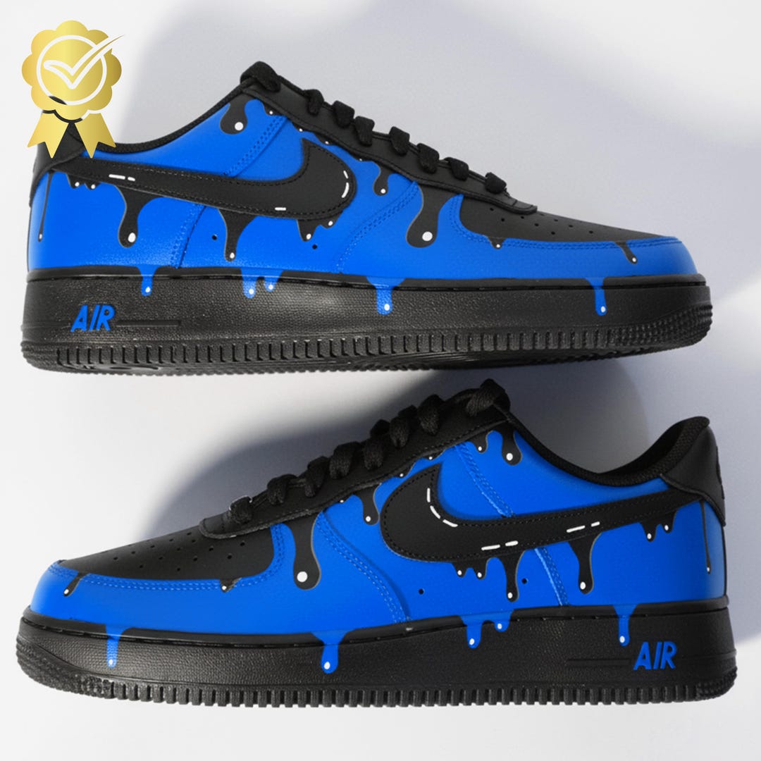 Custom Royal Blue And Black Air Force Ones Custom Nike Air Force