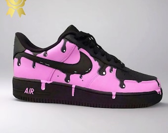 Custom Authentic Nike Air Force 1 Shoes Pink Drip
