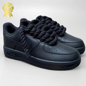 Cordones de cuerda negros personalizados para las Nike Air Force 1